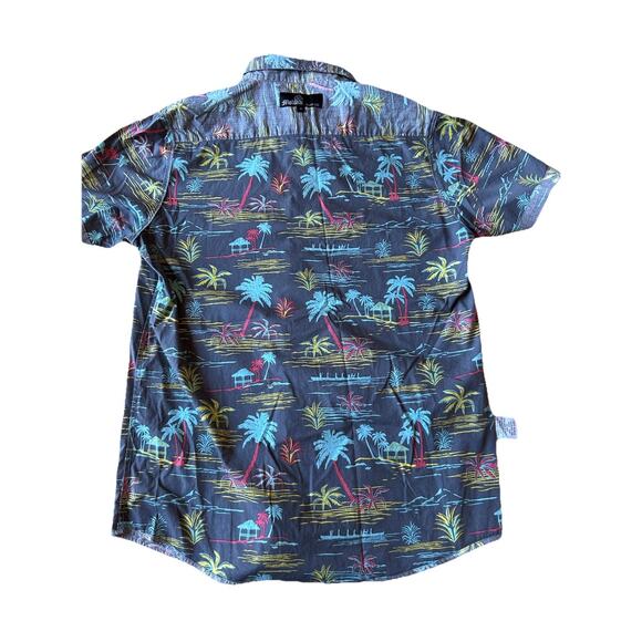 Hawaiian Shirt Mens Miami Vice 80s Reversible Palm Trees Tiki Molokai Surf Co - Picture 3 of 9